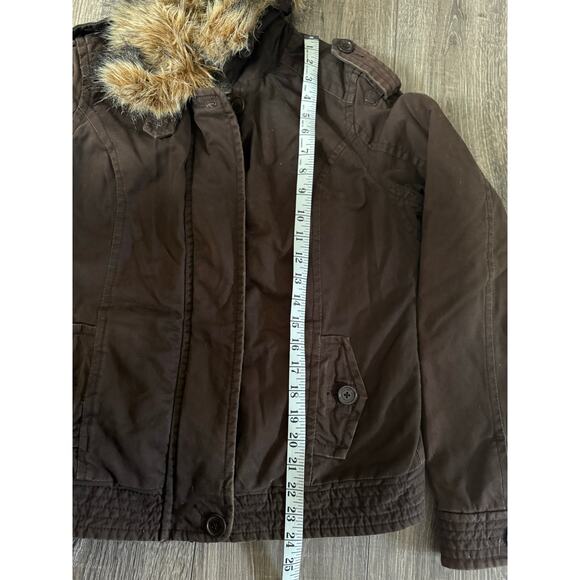 VTG Y2K Abercrombie faux fur collar jacket womens jacket size Large #76654 - Picture 5 of 6